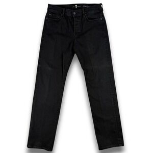7 For All Mankind Standard Jeans Mens 32 Black Straight Leg Button Fly Stretch